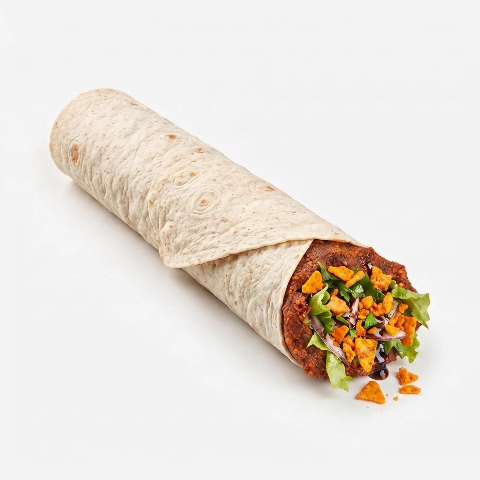 175 gr çiğ köfte, Doritos Taco, çift lavaş ve taze garnitürlerle hazırlanmış Doritos’lu Double Dürüm.